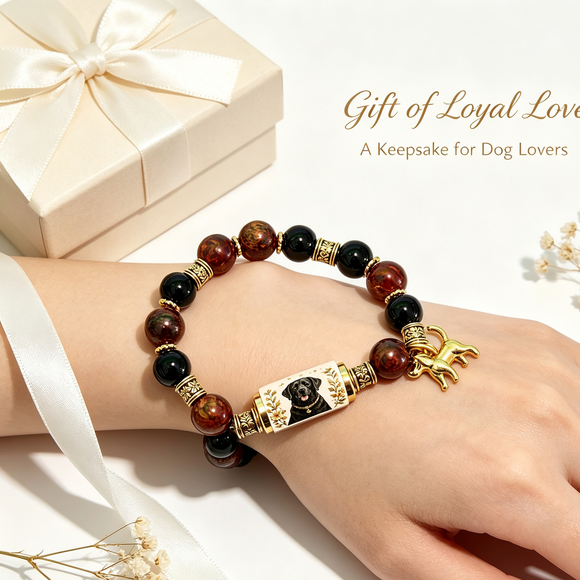 New crystal handmade bead Labrador companion bracelet memorial bracelet
