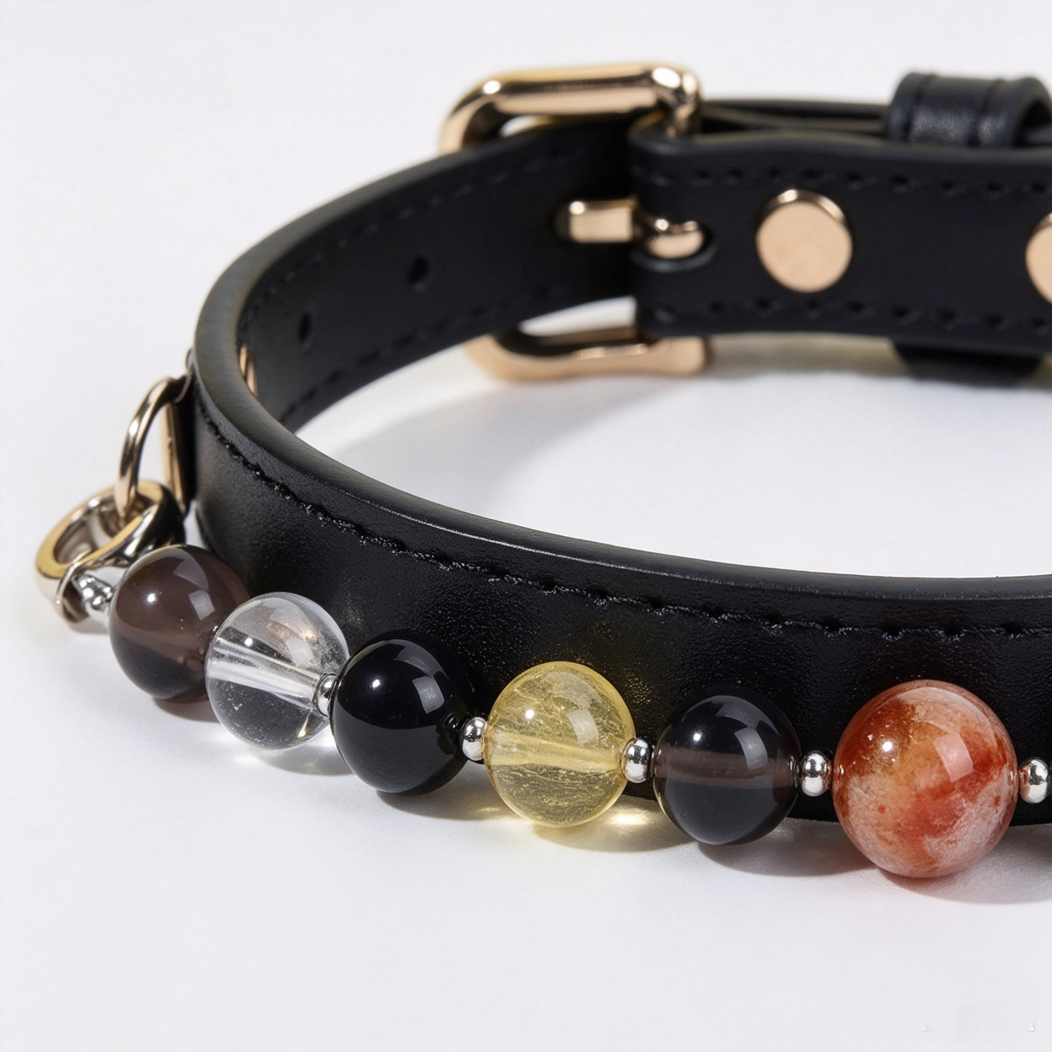 Natural Healing Crystal Pet Necklace, Calming Gemstone Beaded Collar for Cats & Small Dogs 2